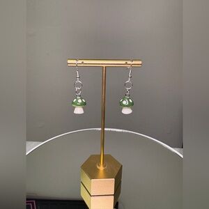Handcrafted Mushroom Earring Green NWT ( Made by me!)